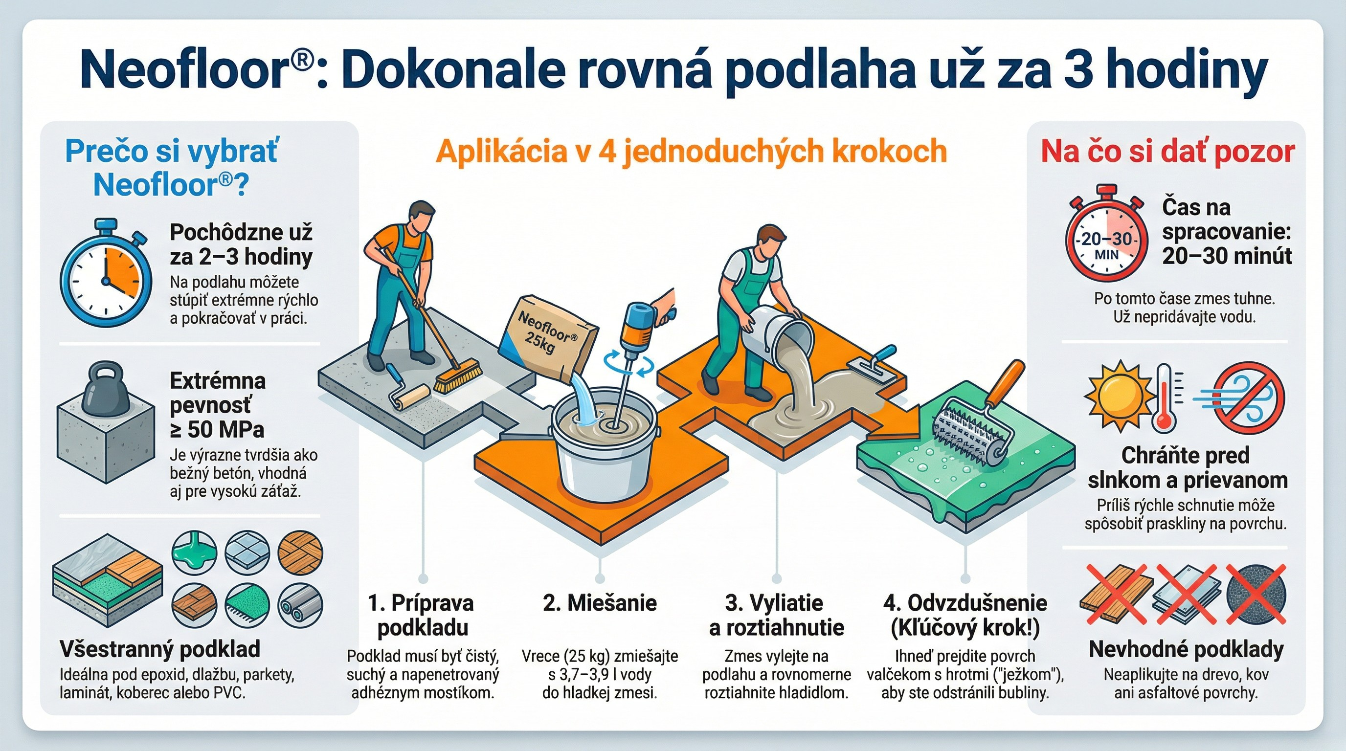 Neofloor dokonale rovná podlaha za 3 hodiny